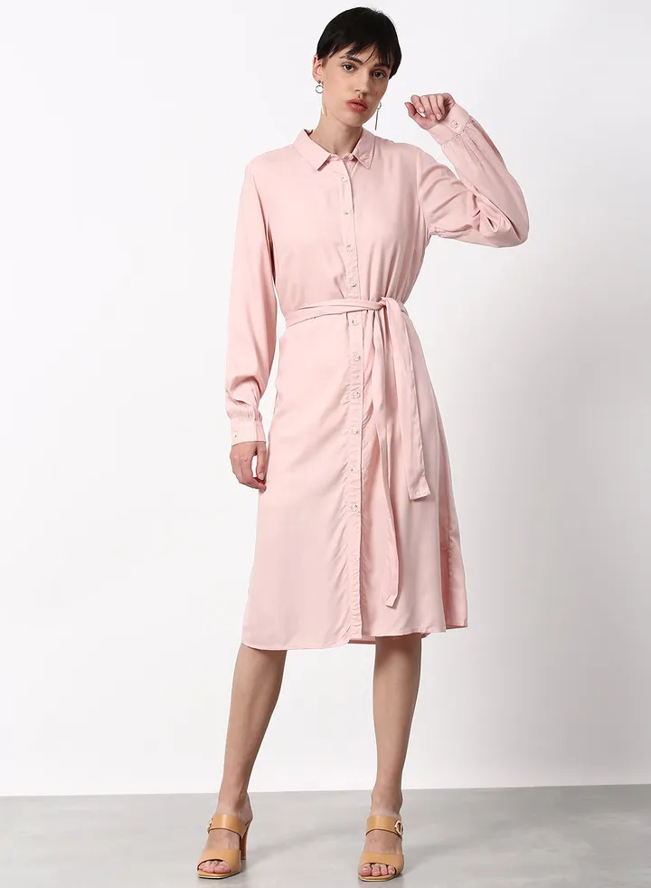 Regular Fit Casual Dress Pink