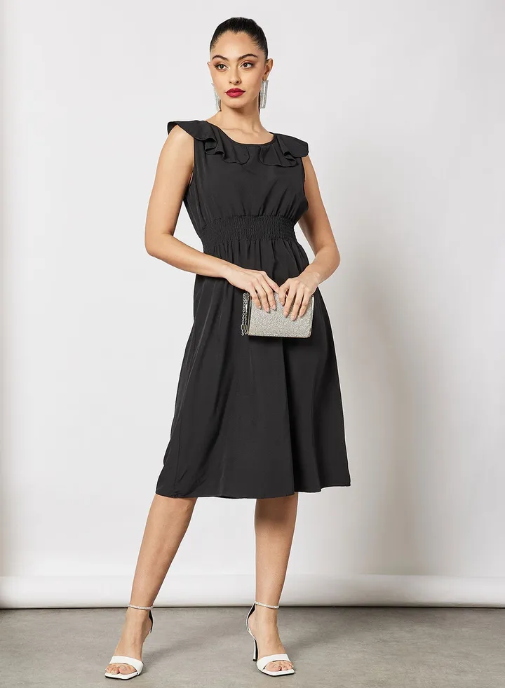 Women's Casual Knee Length Dress 13 Black
