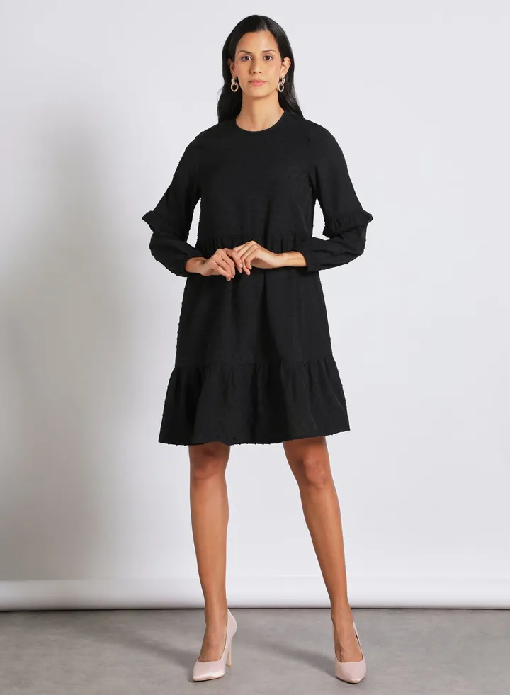 Women's Casual Round Neck Short Sleeve Maxi Dress 1-Black