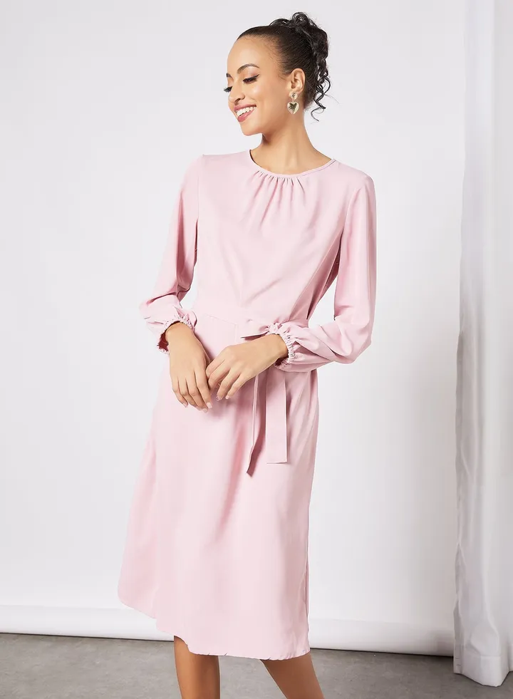 Fashionable Casual Dress Light Pink