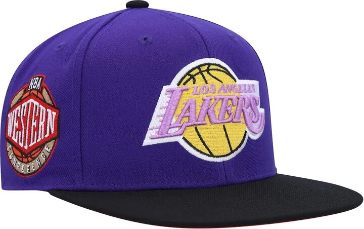 Men's Mitchell & Ness Purple Los Angeles Lakers Hardwood Classics Coast to Coast Fitted Hat