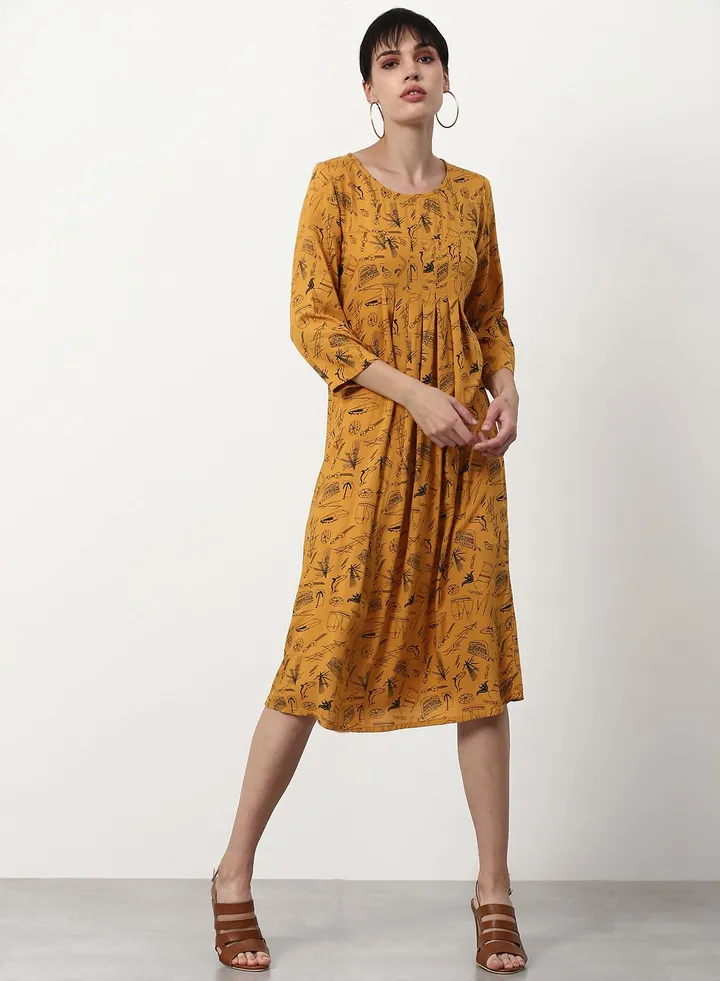 Regular Fit Casual Dress Yellow