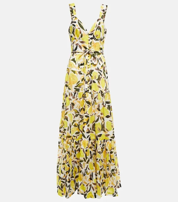 Amarilla printed cotton maxi dress
