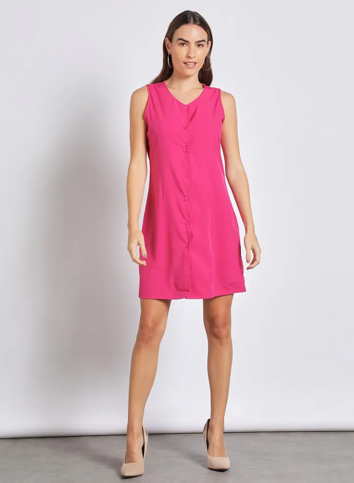 Women'S Casual Midi Sleeveless Plain Basic Dress Red