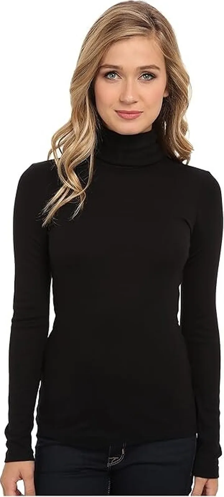 Splendid 1x1 Classic Long Sleeve Turtleneck (Black) Women's Long Sleeve Pullover