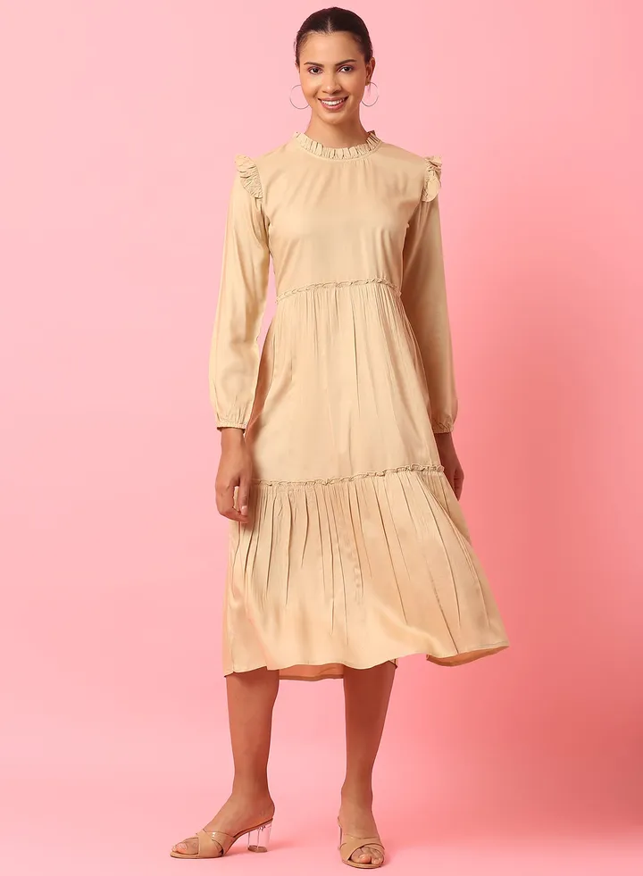 Casual Stylish Dress Beige