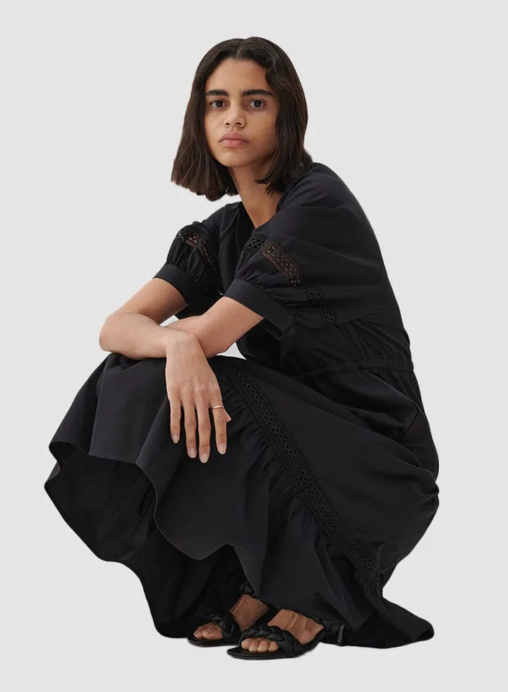 Tiered Cotton Dress Black