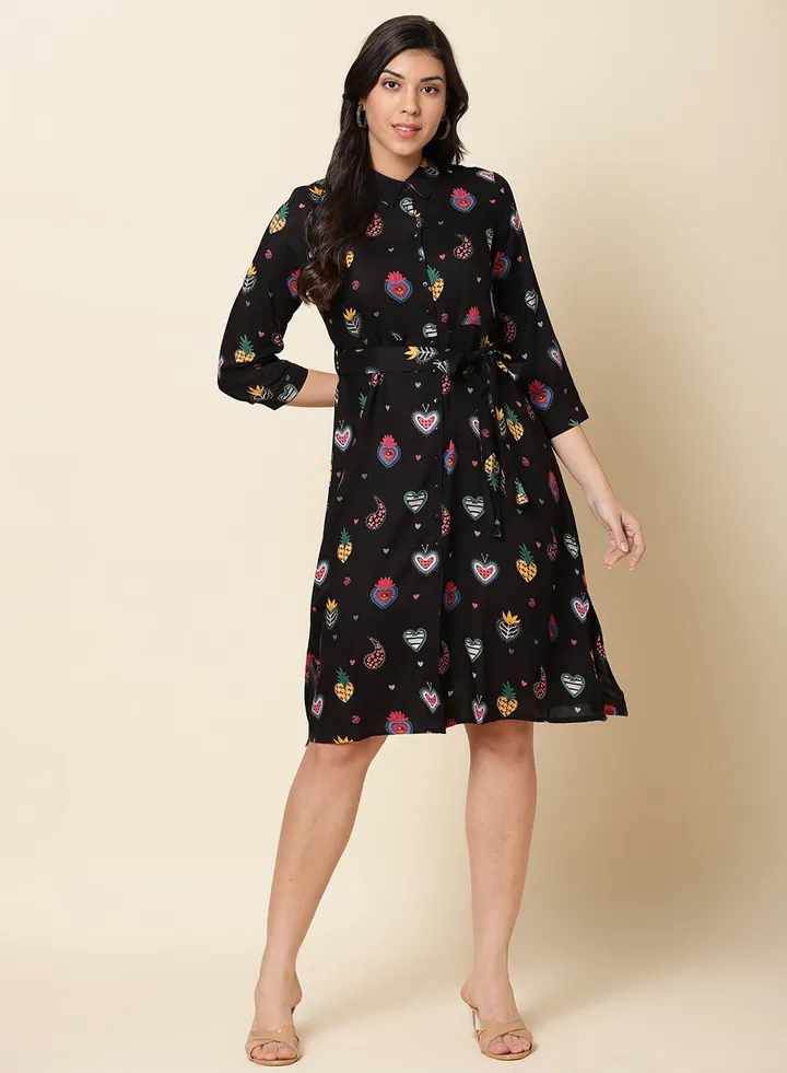 Stylish Midi Dress Black