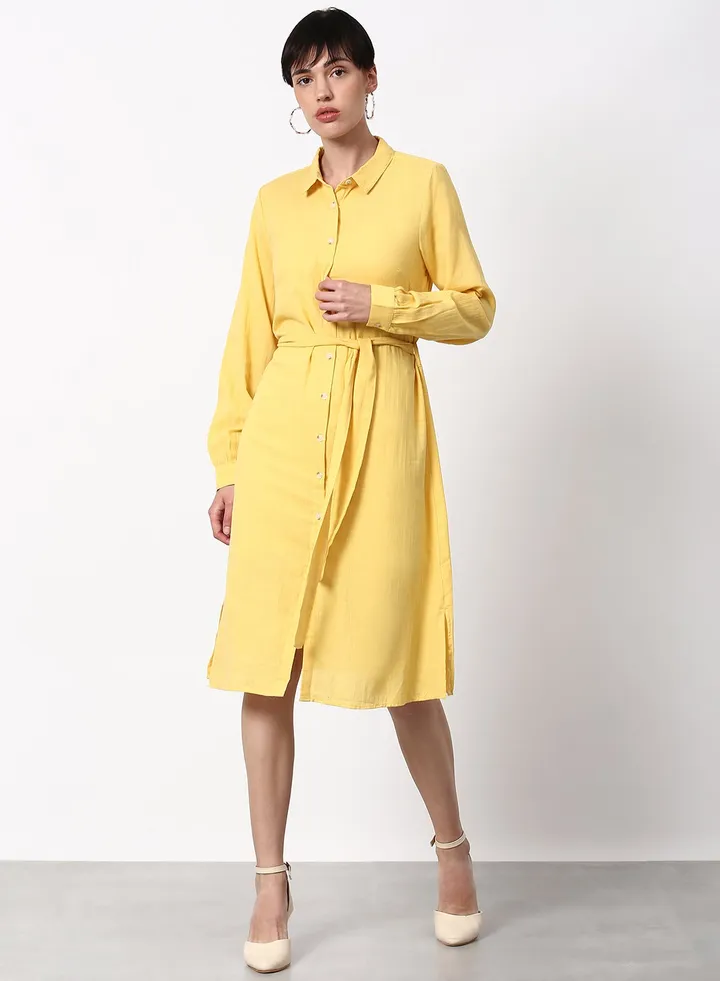 Regular Fit Casual Dress Yellow