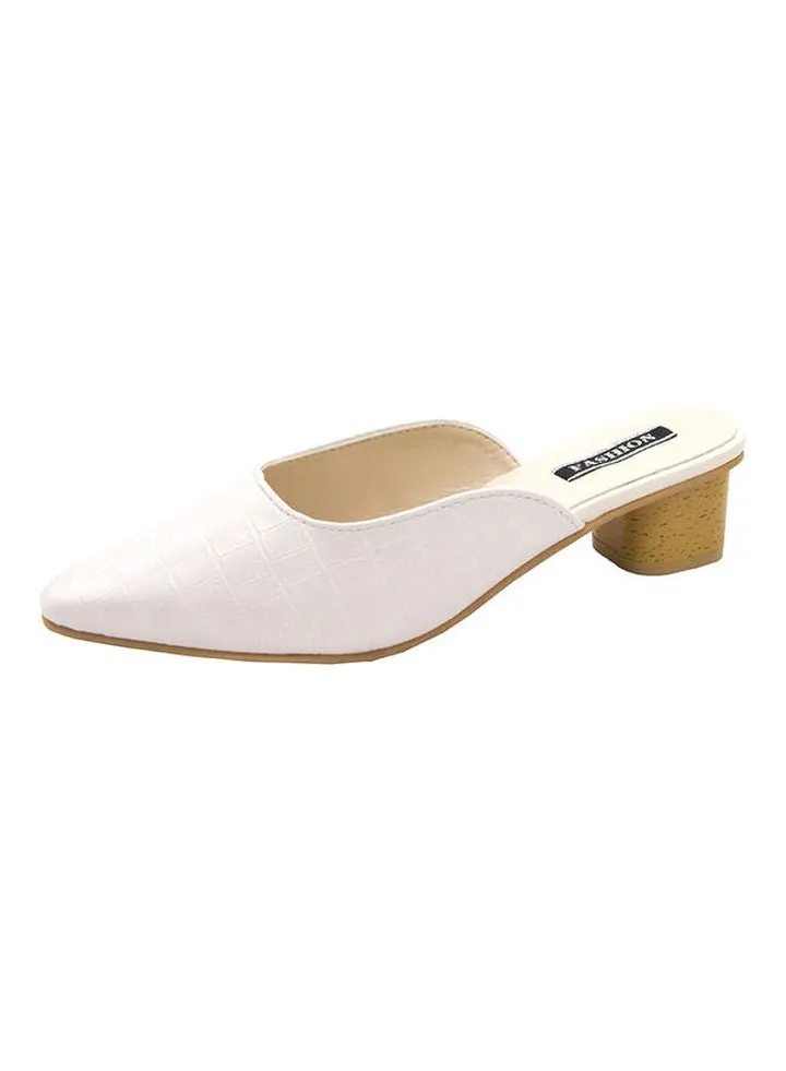 Stylish Heeled Mules White