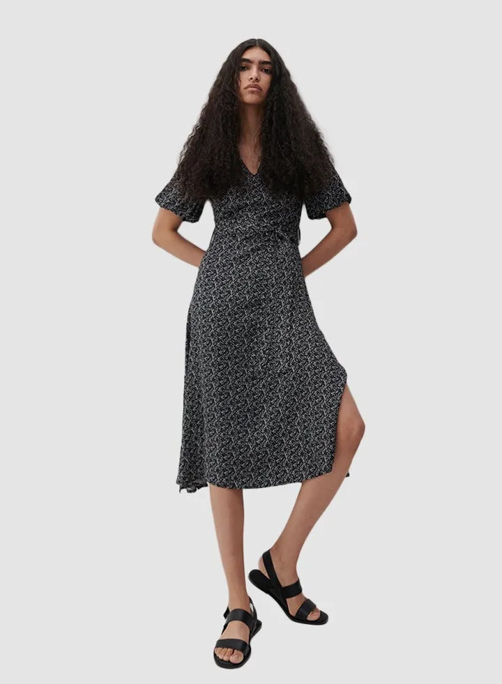 All-Over Ditsy Print Dress Black