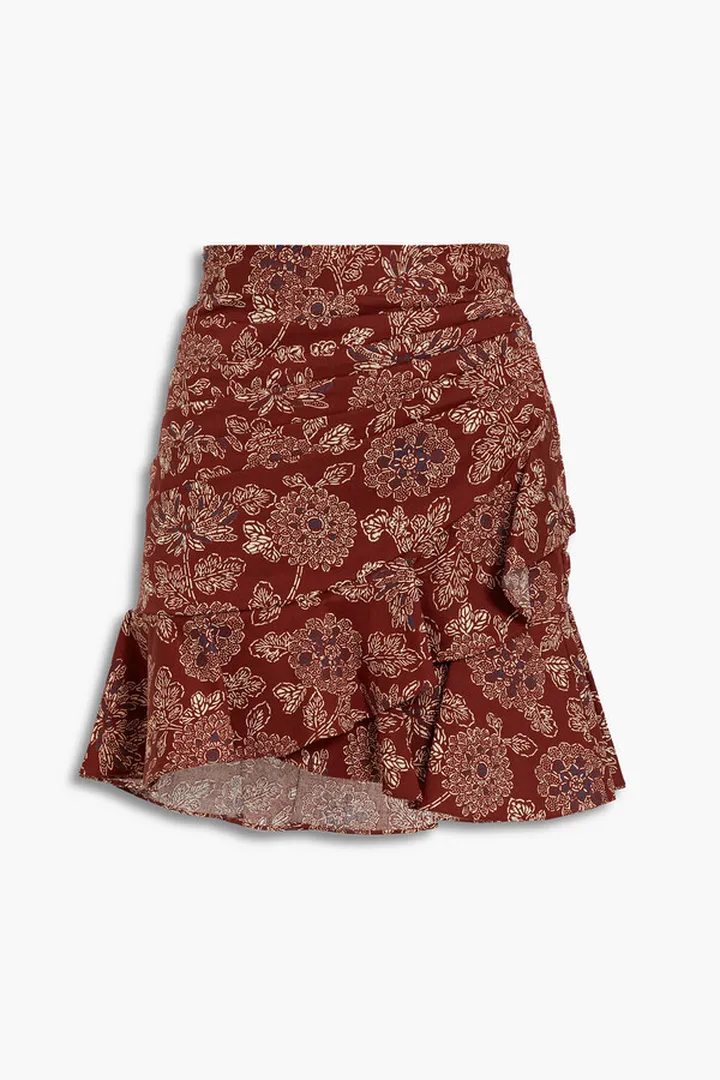 Lyndsay wrap-effect floral-print stretch-cotton poplin mini skirt