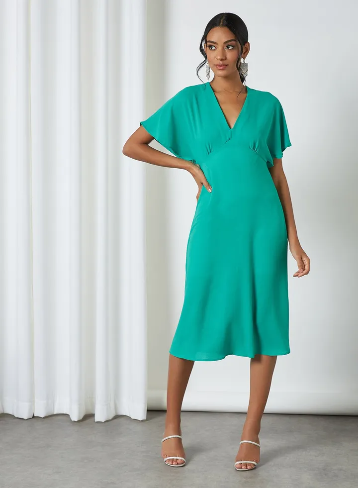 Kimono Sleeve Midi Dress Green