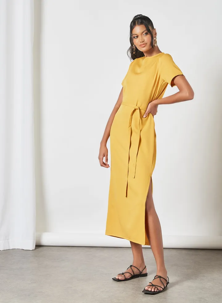 Side Slit Dress Yellow