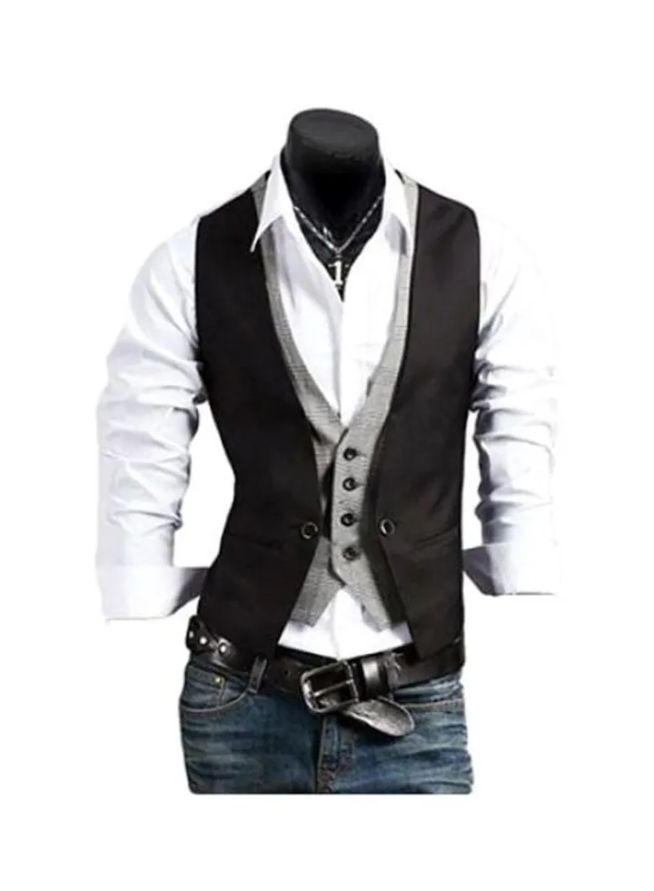 Double Layered Waistcoat Black/Grey