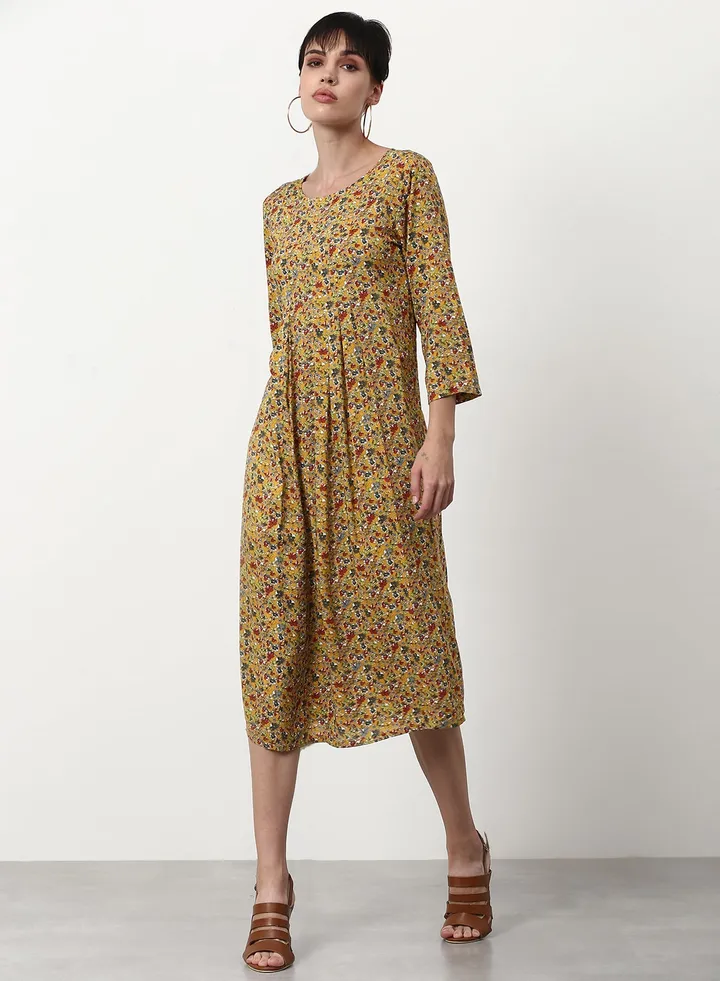 Regular Fit Casual Dress Mustard