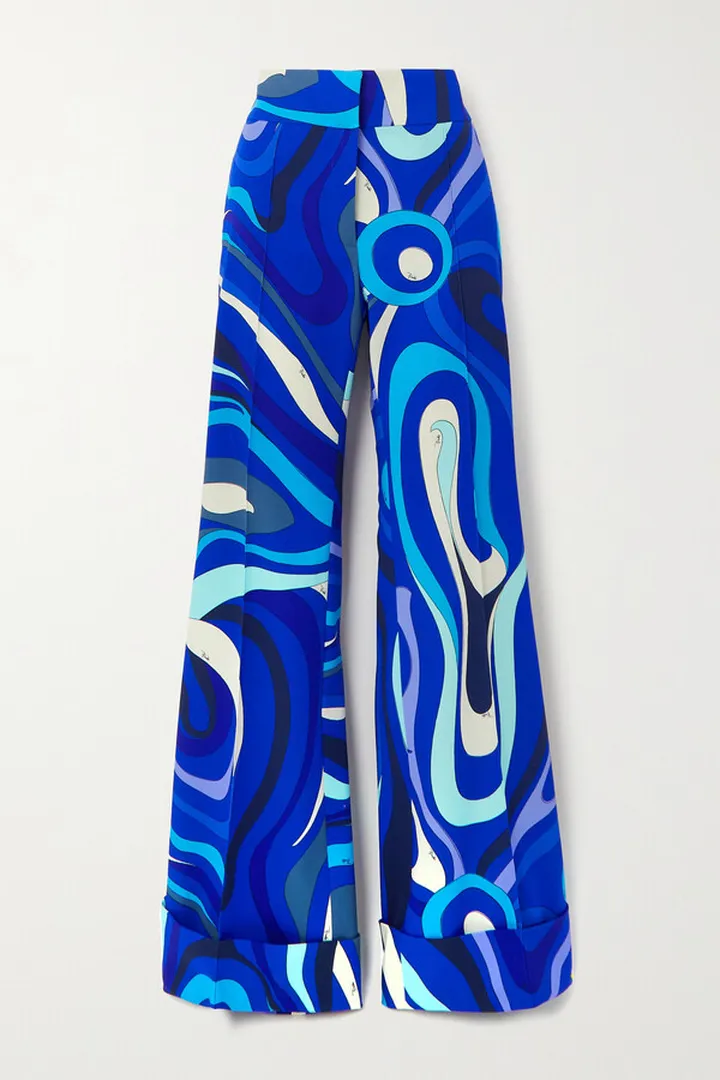 PUCCI - Printed Wool-blend Straight-leg Pants - Blue