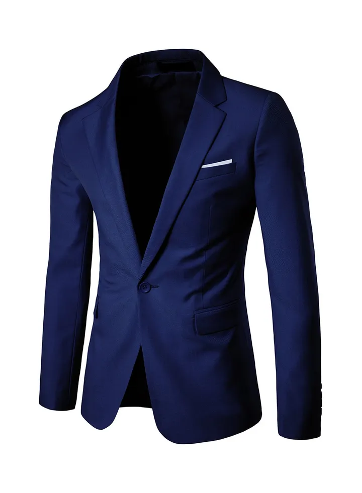 One Button Casual Blazer Navy