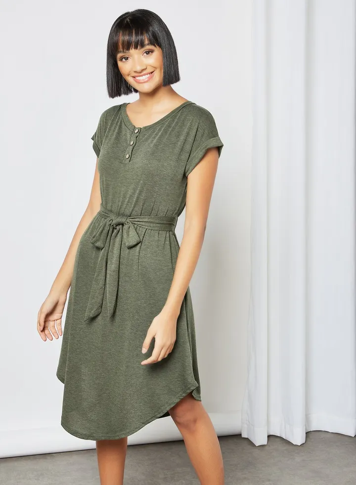 Knit Midi Dress Green