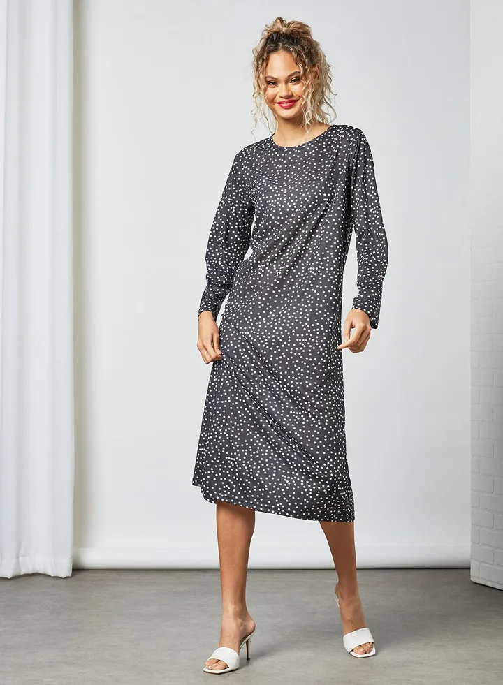 Polka Dot Jersey Dress Black