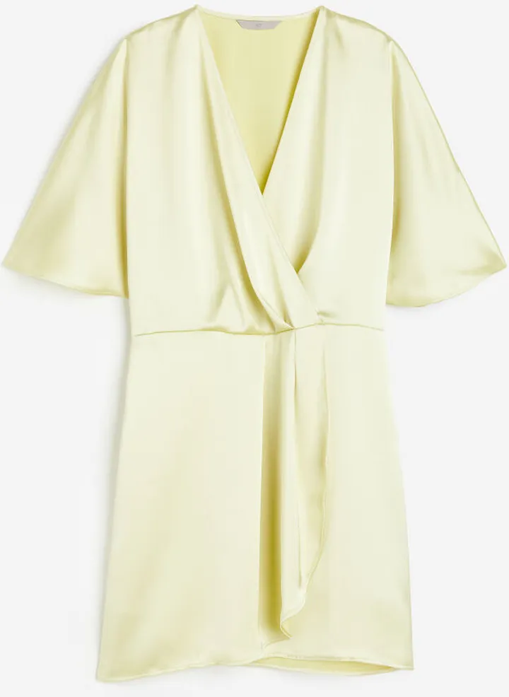 Satin Wrap-front Dress