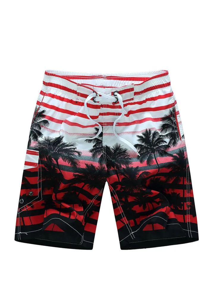 Men's Beach Casual Shorts Swimwear Summer Red