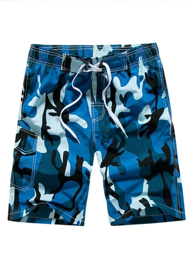 Men's Printed Beach Casual Shorts Swimwear Summer Blue