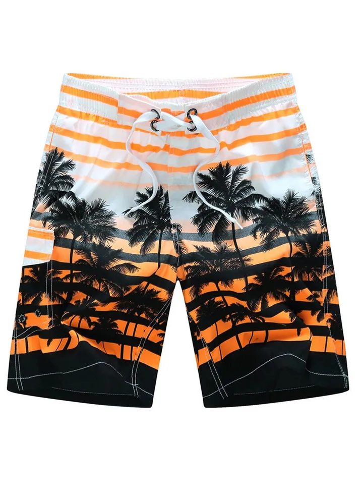 Men's Beach Casual Shorts Swimwear Summer Orange