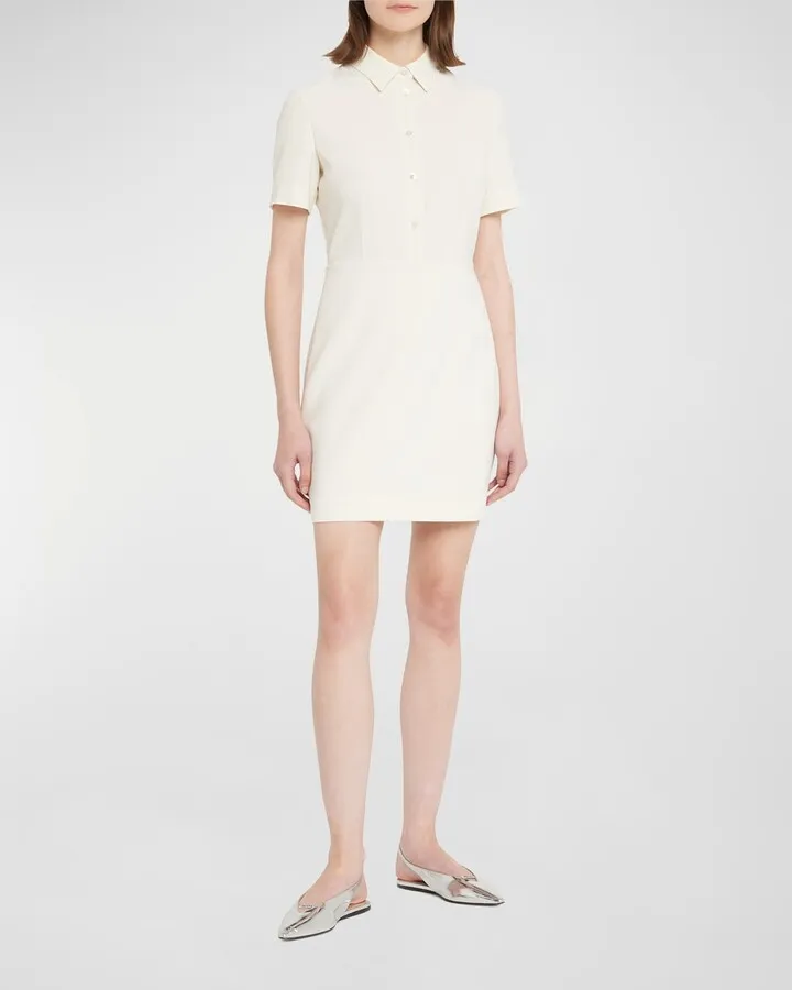 Short-Sleeve Fitted Mini Shirtdress