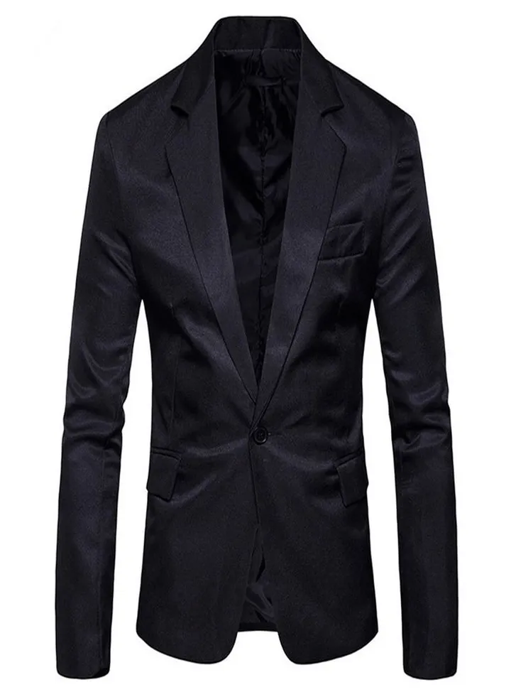 Men's Korean Slim Solid Suit Black