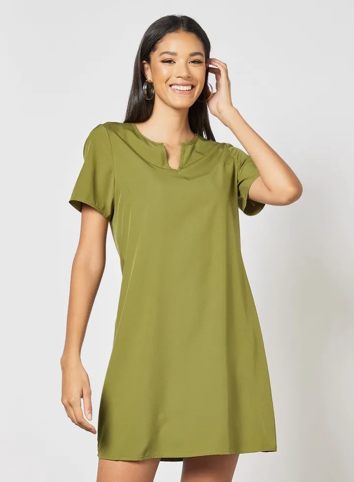 Woven Mini Dress Khaki
