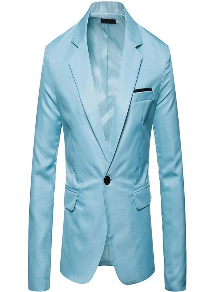 Men's British Fashion Solid Casual Suit Blue