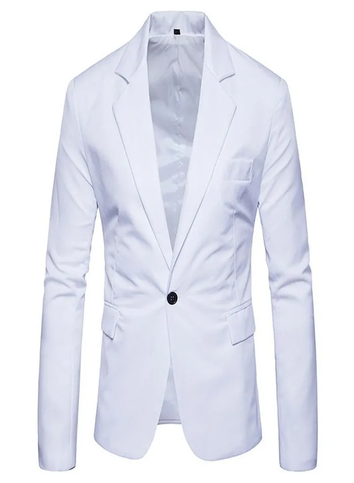 Men's Korean Slim Solid Suit White