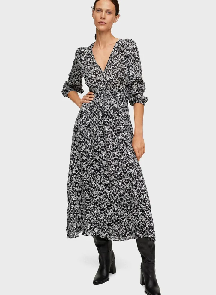 Printed Plunge Dress