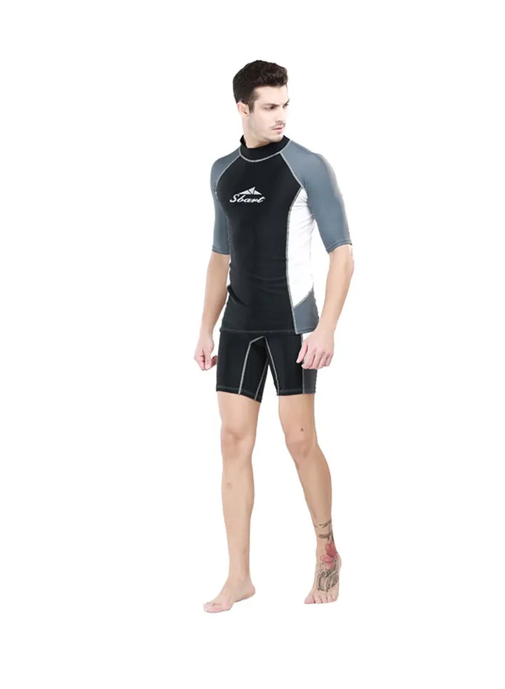 Scuba Diving Short And Sleeve Shirt With 1.5mm Neoprene Rash Guard Grey/Black Grey/Black