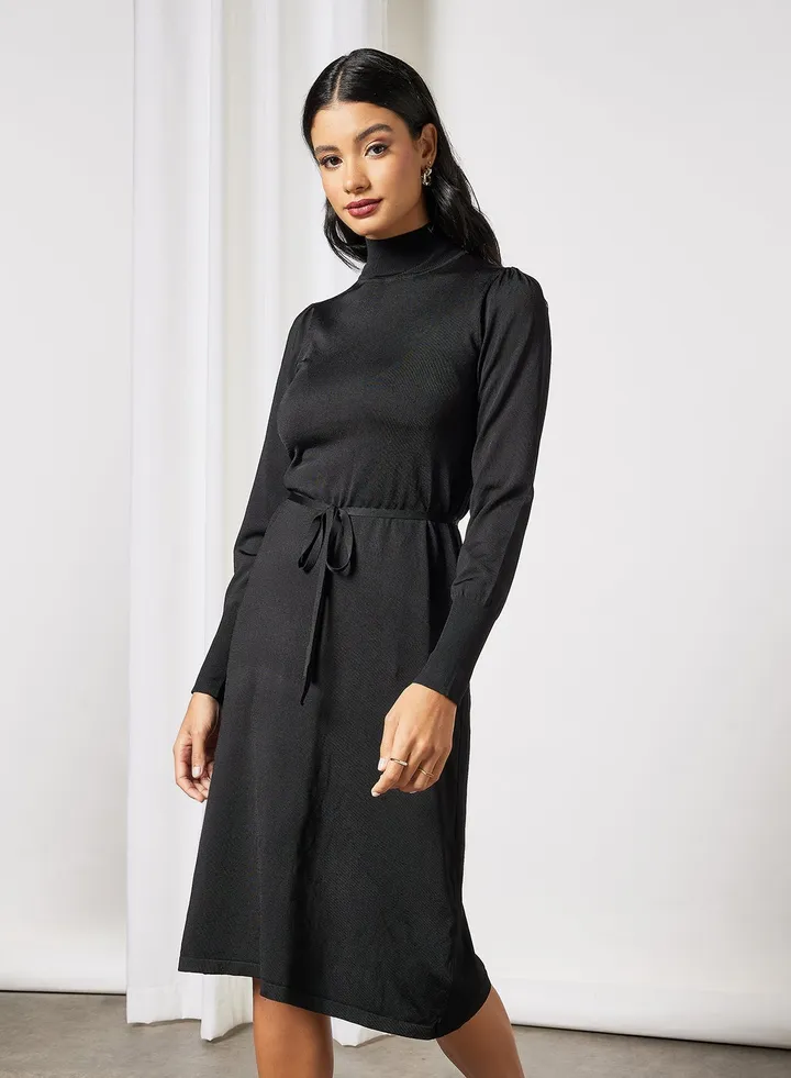 High Neck Dress Black