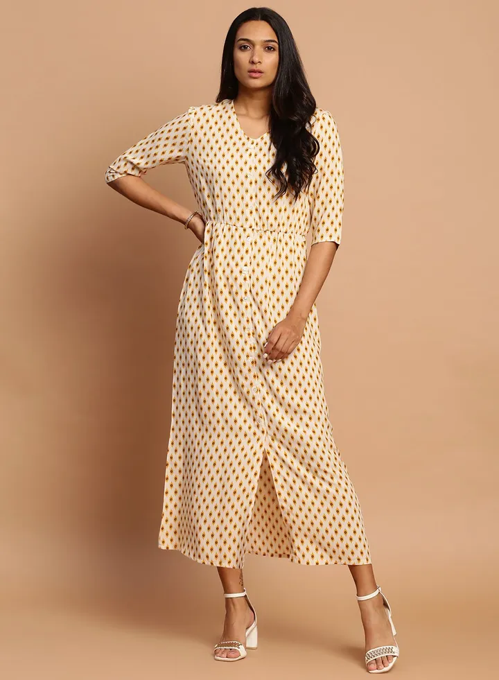 Stylish Midi Dress Yellow