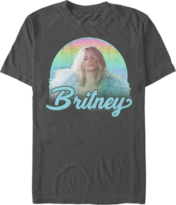 Men's Britney Spears Rainbow Star T-Shirt - Charcoal - 3X Large