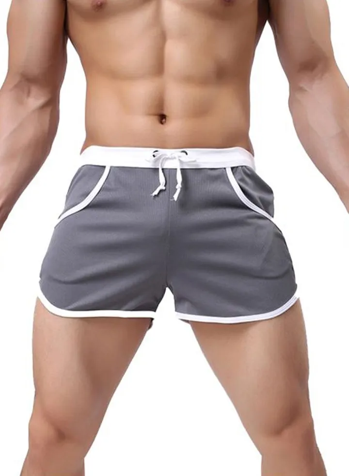 Low -Rise Sports Gym Shorts Grey/White