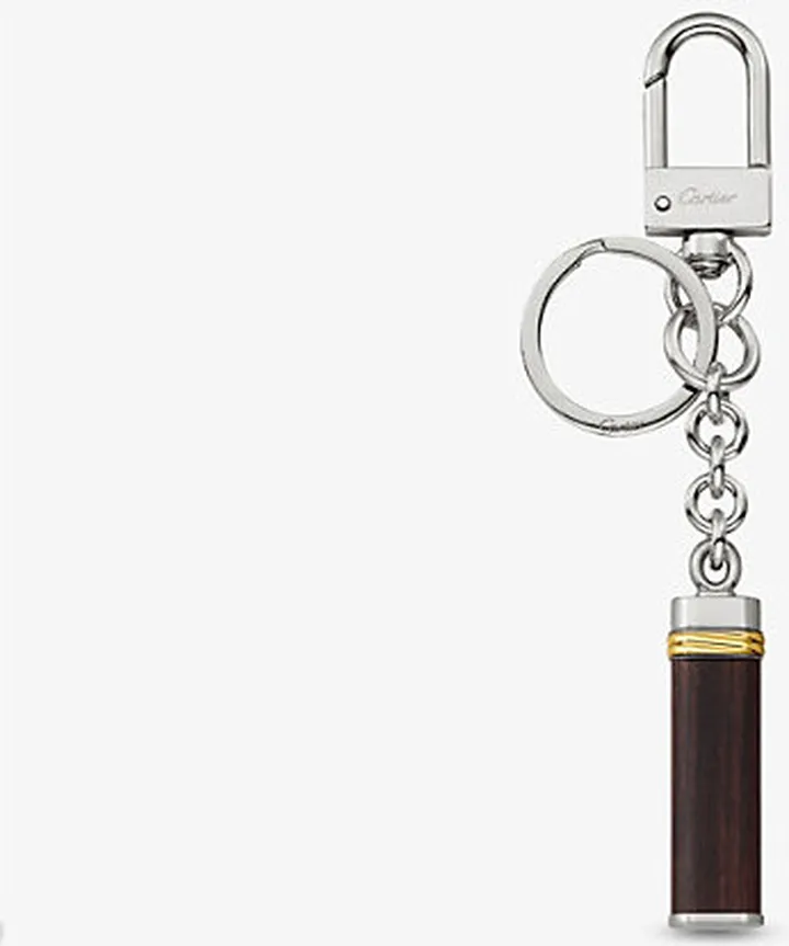 Womens Steel and Brown Touch Wood Palladium-plated Stainless-steel and Wood Keyring