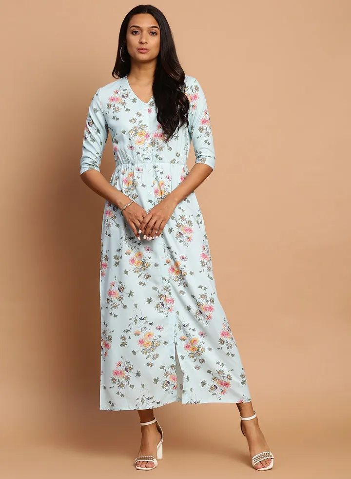 Stylish Midi Dress Sky Blue