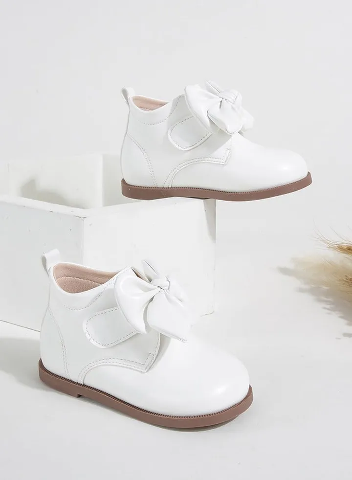 Girls Bow Decor Hook-and-loop Fastener Boots