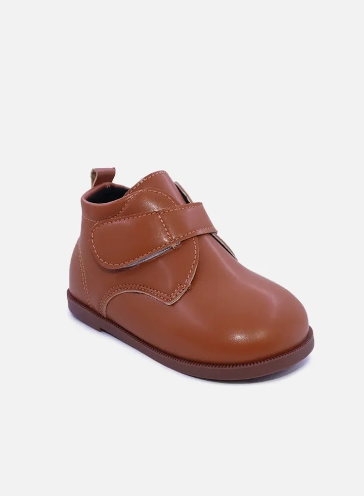 Children's low-heeled leather shoes-brown