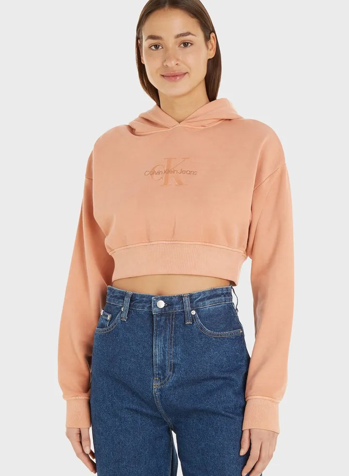 Logo Knitted Crop Hoodie