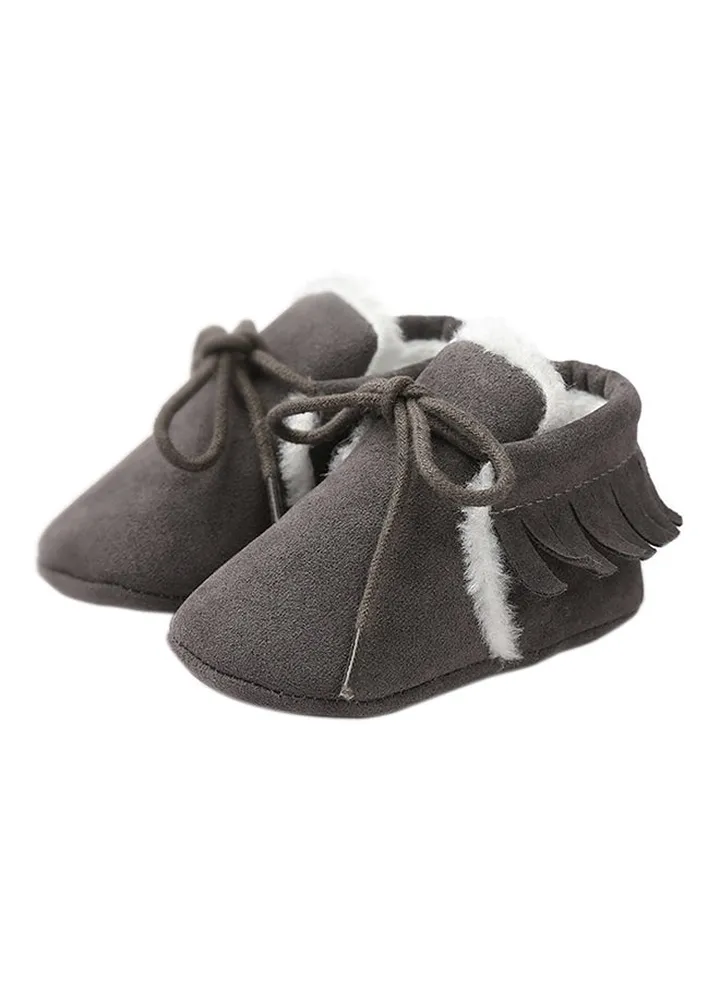 Thicken Solid Tassel Shoes Deep Grey