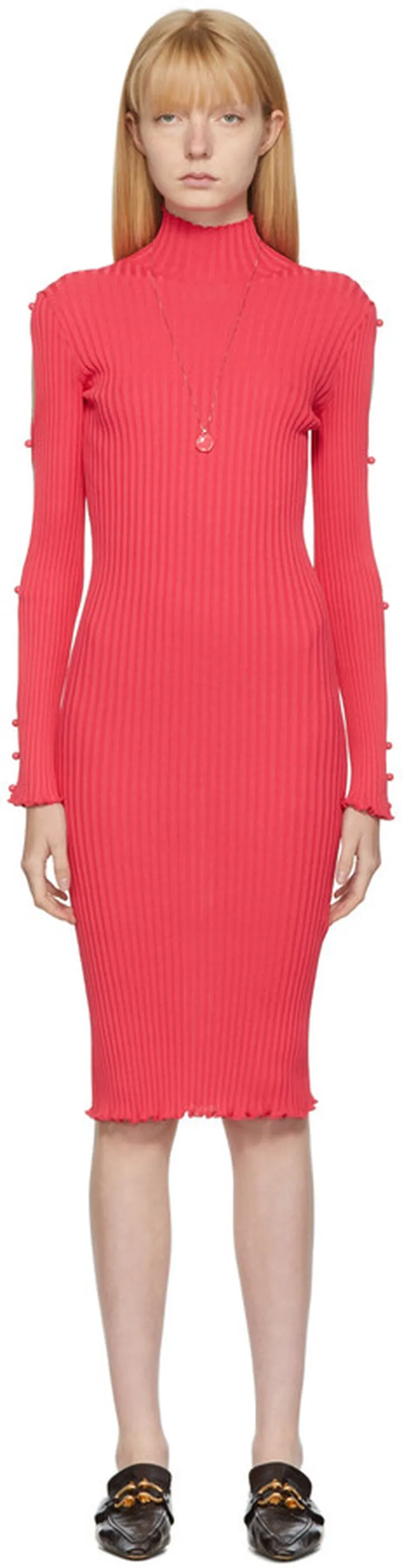 Bottega Veneta Pink Rib Knit Dancer Dress