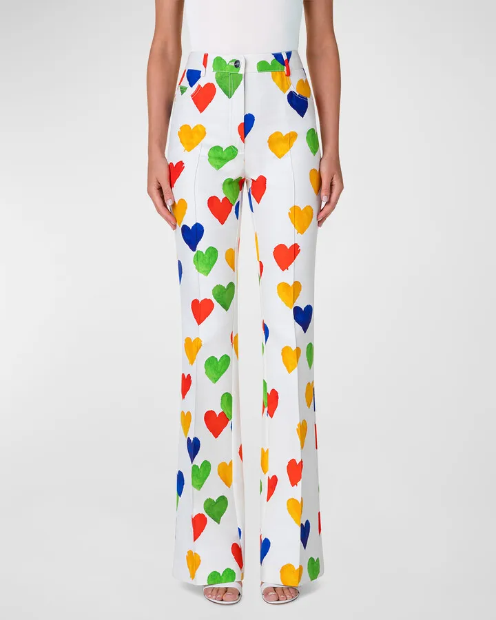 Farid Heart-Print Wide-Leg Pants