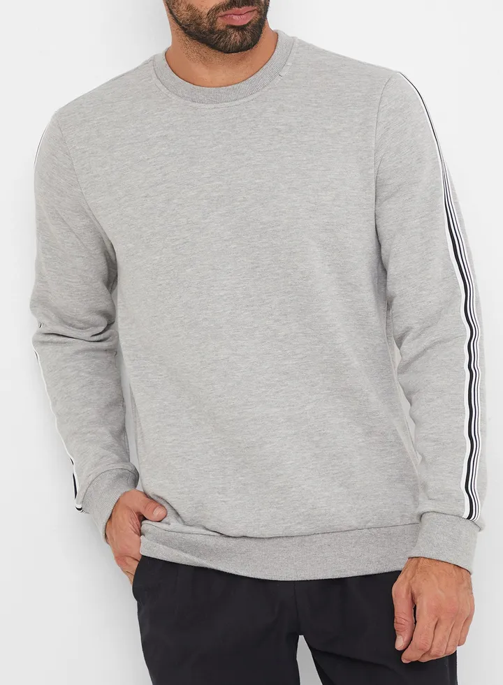 Sleeve Tape Sweatshirt Grey