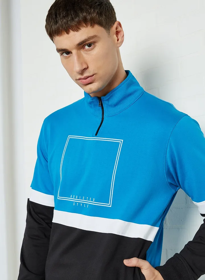 Men's Colourblock Sweatshirt Blue
