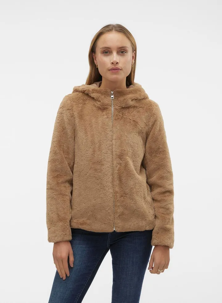 Zip Through Fur Hoodie